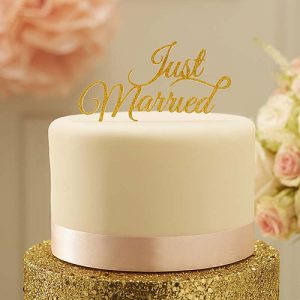 Pastel Perfection Just Married Cake Topper