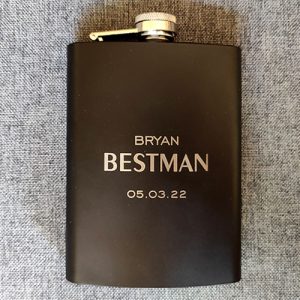 Black Personalised Gift Flask Set